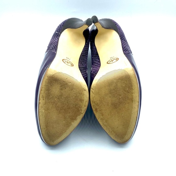 Michael by Michael Korrs | Purple Snakeskin Heeled Ankle Booties - Picture 9 of 13